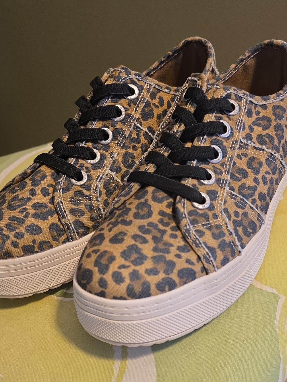 Leopard Print Platform Sneakers - Black Laces